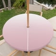 thumbnail image 6 of Round Outdoor Tablecloth with Umbrella Hole and Zipper, Pink White Ombre Fitted Table Cover with Elastic Edge for 36-44 Inch, Pink Gradient Color Modern Abstract Art Waterproof Patio Tablecoths, 6 of 9