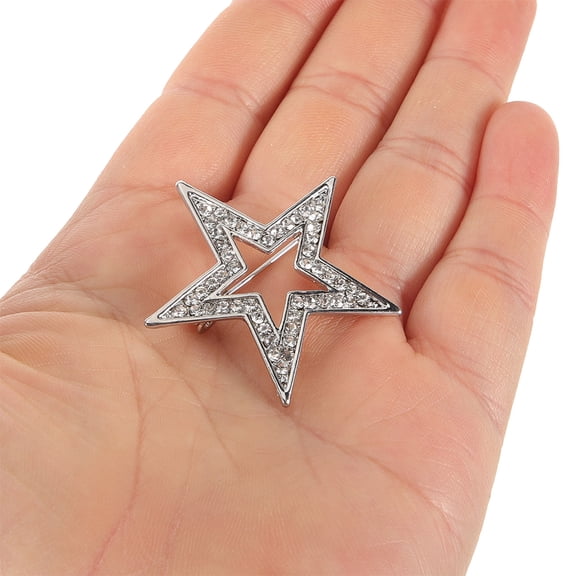 WRITWAA 2-Pack Rhinestone Star Brooch Set, Alloy Fashion Suit Pins for Clothing Decoration and Accessories
