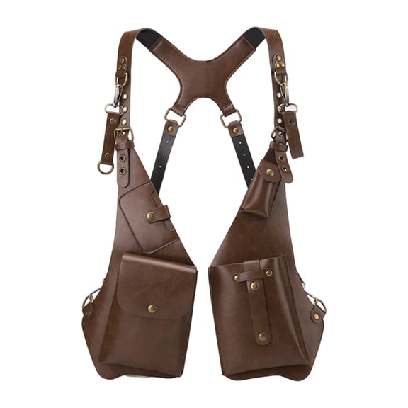 Holster Bag Brown Leather Utility Wear for Men Outdoor Daily Use with Pockets
