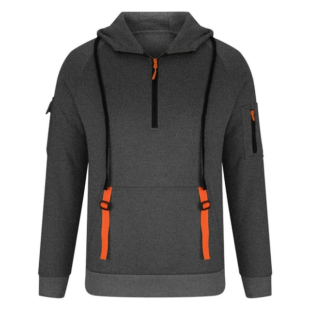 LUOGENLI Chandails à Capuchon pour Hommes Couverture Chandail à Capuchon pour Homme de Printemps et d'Automne à Manches Longues Chandail à Capuchon Décontracté Unique pour Homme Design Extérieur Couleur Unie Chandail à Capuchon à Manches Longues Chandails à Capuchon pour Hommes Graphique Course Gris Foncé Taille TG
