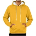 thumbnail image 2 of Men's Hoodies Sherpa Fleece Lined Sweatshirt Winter Casual Warm Drawstring Plain Hooded Pullover Sweater (XL, Yellow #A), 2 of 7