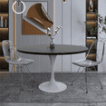 thumbnail image 5 of LeisureMod Verve Mid-Century Modern 48" Round Dining Table with MDF Top and White Steel Pedestal Base for Dining Room and Kitchen, Black, 5 of 10