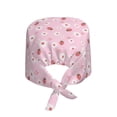 thumbnail image 2 of Kdxio Hand Drawn Strawberry Pattern Turban Hat for Women Men Comfortable Adjustable Cleaning Working Cap with Sweatband, 2 of 8