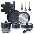 thumbnail image 1 of Set de utensilios de cocina Chef Power de cerámica antiadherente de 19 piezas, color negro, 1 of 8