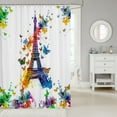 thumbnail image 2 of Eiffel Tower Shower Curtain Romantic Themed Bath Curtain,Colorful Butterfly 3D Bathroom Decor France Style Waterproof Curtain Color Tie-Dye Teens Curtain,72"Wx72"L, 2 of 5
