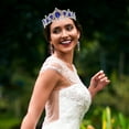 thumbnail image 4 of Tiara de cristal real, corona de boda, tocado, accesorio para el cabello de novia (base plateada, azul), 4 of 7