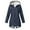 Navy, variant on Solid Plus Size Thick Warm Women Hooded Raincoat Windproof Winter Outdoor Jacket