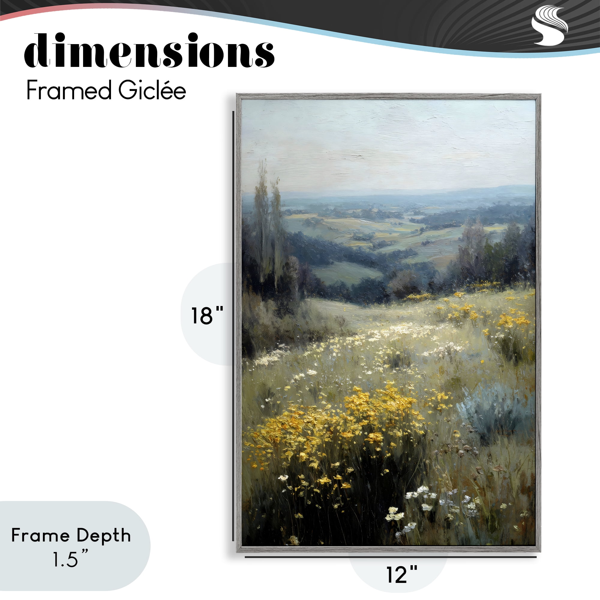 Stupell Industries Sporadic Meadow Flowers Gray Framed Giclee Art, design by Petal Prints Design
