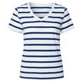 thumbnail image 6 of DHFJKG Women's Striped T Shirts Casual V Neck Short Sleeve Regular Fit Summer Top Casual Graphic Tee Soft Tops, 6 of 9