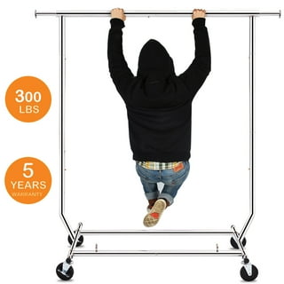 Zimtown Heavy Duty 3-Tier Garment Rack with Hanger Clothes Rod Adjustable Shelves Portable Freestanding Closet Storage with Wheels 35.4in W x 17.7in D