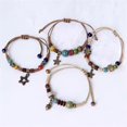 thumbnail image 2 of 4pcs Ethnic Style Handchain Pine Cone Pentagrams Pendant Bracelet Ceramic Beaded Jewelry for Women with Adjustable Size, 2 of 5