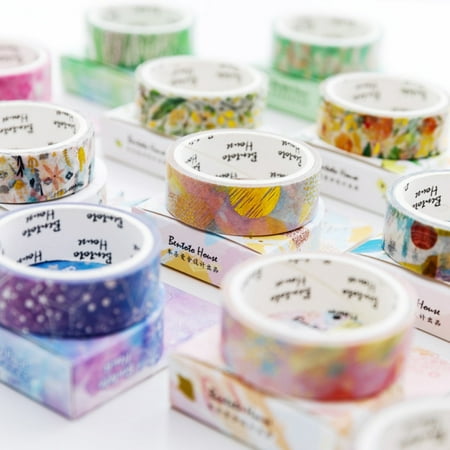 2 Rolls Floral Washi Paper Decorative Tape for DIY Crafts and Gift Wrapping Beautify Bullet Journals