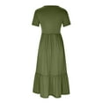HAiming Women Summer Casual Short Sleeve Crewneck Long Maxi Dress 2025