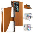 thumbnail image 1 of Funda cartera GANGXUN para OPPO Reno 11F 5G , cuero PU con tarjetero, cremallera, correa de mano, soporte y protección 608°, 1 of 6