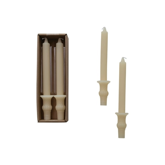 Creative Co-Op Tall Unscented Taper Candles, Cream, Set of 2