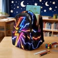 thumbnail image 4 of Xixirimido Neon Lightning Print 17" School Backpack for Boys Girls Multi-pocket Bookbags Elementary High School Bookbag Daypacks School Bag for Students, 4 of 8