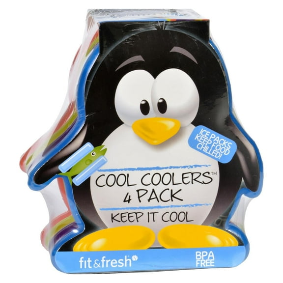 Cool Coolers by Fit   Fresh Kids Slim Lunch Box Ice Packs Multicolored Penguin 4pk.