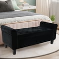 thumbnail image 2 of Hofitlead Storage Ottoman Bench,Velvet Upholstered Rolled Arm,Window Bench Seat with Solid Wood Legs（Black）, 2 of 8