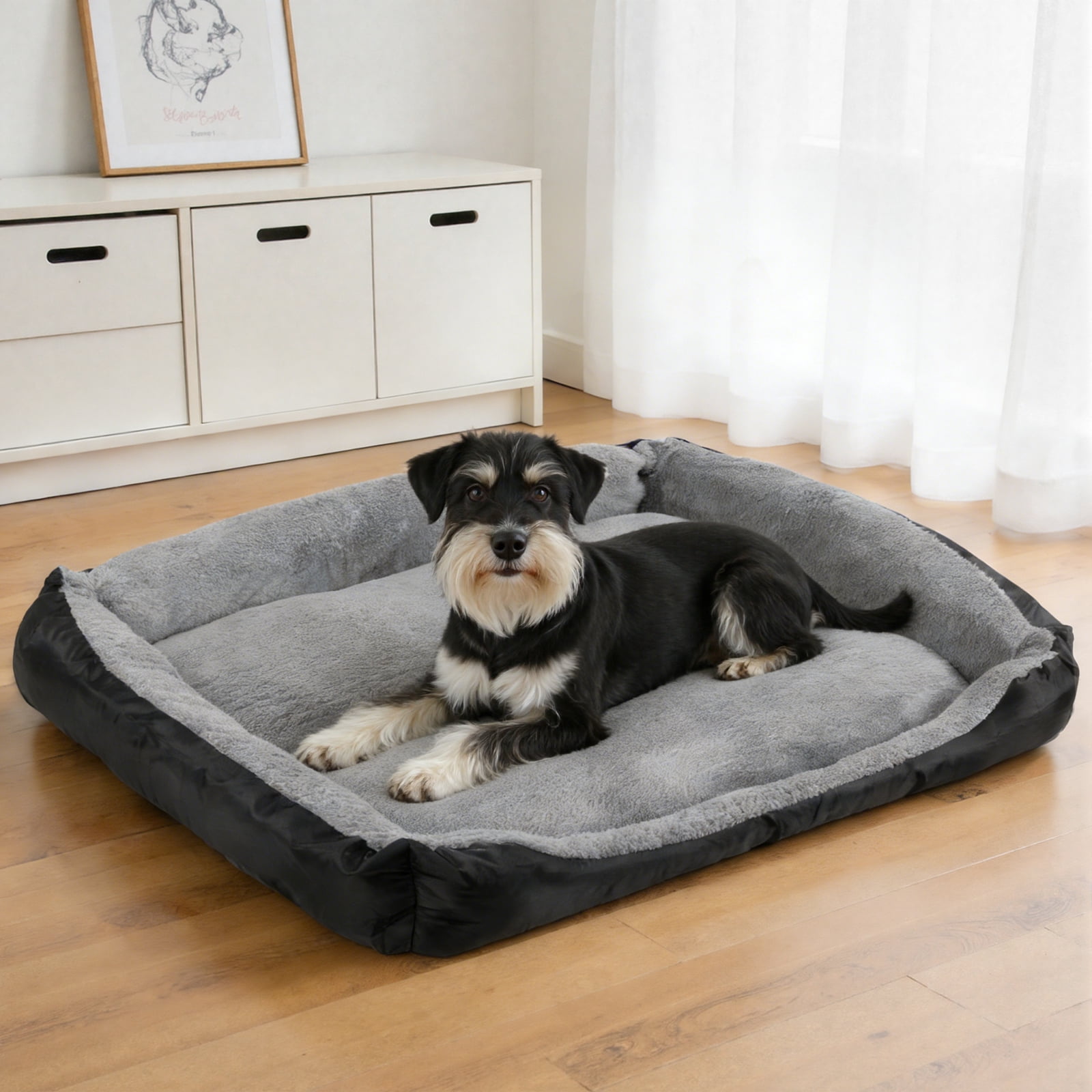 Vaukki Pet Bed for Small Dogs,Washable Pet Sleeping Mat with Waterproof Lining and Non-Skid Bottom,26"x21",Black