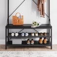thumbnail image 4 of Aoile 4-in-1 Hall Tree, Entryway Bench with Coat Rack Freestanding, Shoe Bench with 8 Hooks & 3-Tier Storage Shelf, Black, 4 of 8