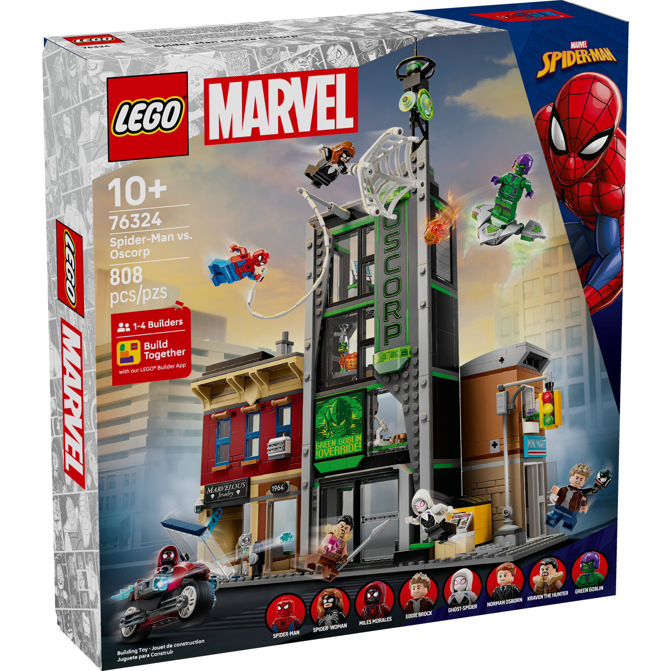 LEGO Marvel Spider-Man vs. Oscorp, Juguete de Construcción - Set de Imaginación con 8 Mini Figuras de Juguete para Niños y Niñas, Mayores de 10 Años - Bloques de Construcción de Superhéroes para Pre Adolescentes - Idea de Regalo Genial para Cumpleaños - 76324 2