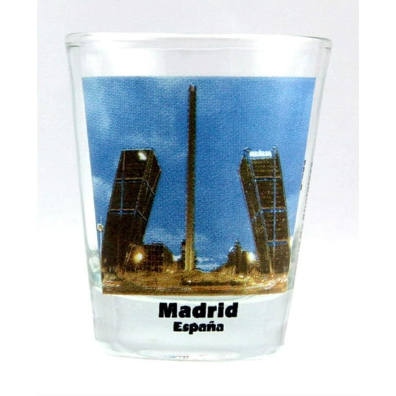 Madrid Spain Gate Of Europe Leaning Towers Color Photo Shot Glass