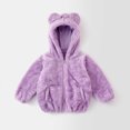 thumbnail image 4 of FRSASU Kids Coat Clearance,Toddler Boy Girls Solid Color Plush Cute Bear Ears Winter Hoodie Thick Coat, 4 of 5