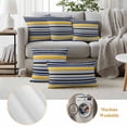 thumbnail image 6 of Navy Blue Yellow Striped Outdoor Waterproof Pillow Covers, Farmhouse Vintage Stripe Decorative Square Throw Pillowcase Sofa Cushion Sham for Patio/Couch/Chair, 18"x18" 2 Pack, 6 of 8