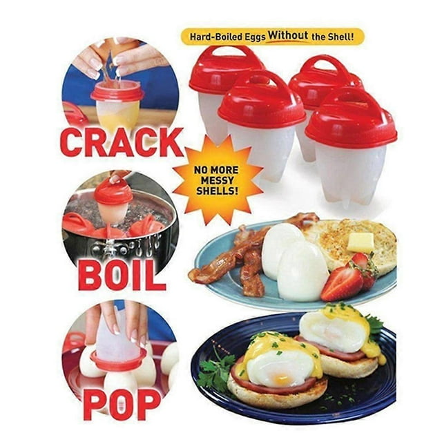 4/6/8X Hard Boiled Egg Boiler Cups Silicone Cooker Poacher Steamer without Shell