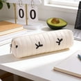 thumbnail image 7 of Quilted Aesthetic Pencil Pouch with Bow Embroidery, Slim Soft Padded Pencil Case for Office Desk Travel Makeup Brush Storage, 8.27 Inch, 7 of 7