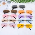 thumbnail image 6 of Unisex UV400 Eyeglasses Retro Women Vintage Sunglasses Rectangle Rimless Gradient Glasses Sun Glasses BLUE PINK, 6 of 8