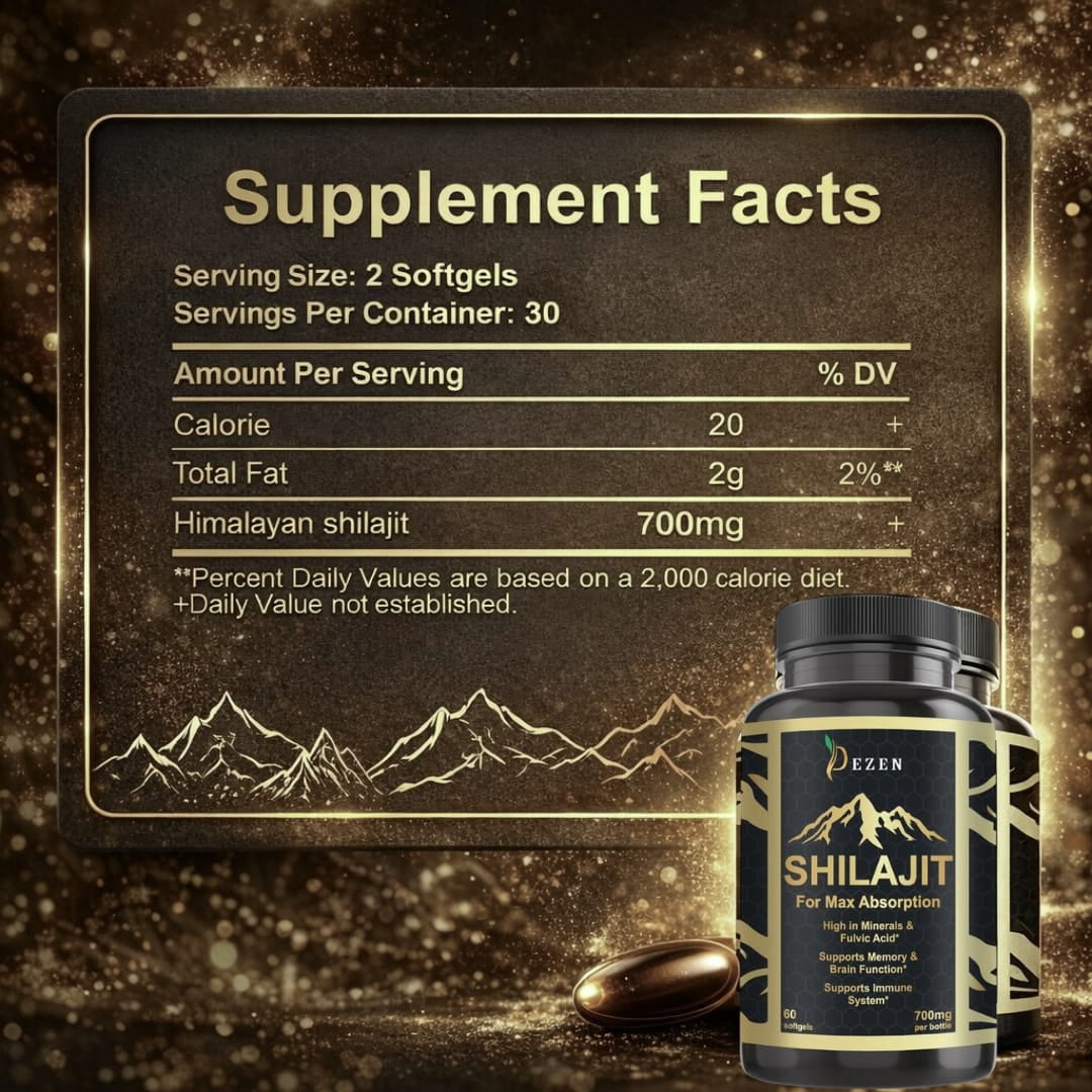DEZEN Shilajit Softgels, Himalayan Shilajit Extract Supplement for Energy Support, 60 Count Each Pack 5