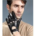 thumbnail image 2 of Guantes de conducir finos de cuero negro para hombre, para pantalla táctil y exteriores., 2 of 5