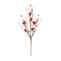 Homesteed Valentines Day Picks Heart Floral Picks Artificial Flower Stems Red Heart Decor Flexible Stemmed Romantic Berry Floral
