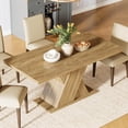 thumbnail image 7 of Tribesigns 55-Inch Farmhouse Dining Table, Rectangle Kitchen Table for 4-6 People, Rustic Wood Design for Dining Room, Kitchen, Living Room, Light Brown, 7 of 7