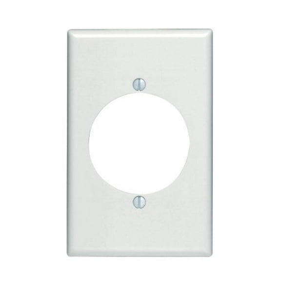 Leviton 80528-W 1-Gang Single Outlet Wall Plate, 2.147-Inch Diameter Receptacle Opening, Midway Size Cover, Thermoset Plastic, White