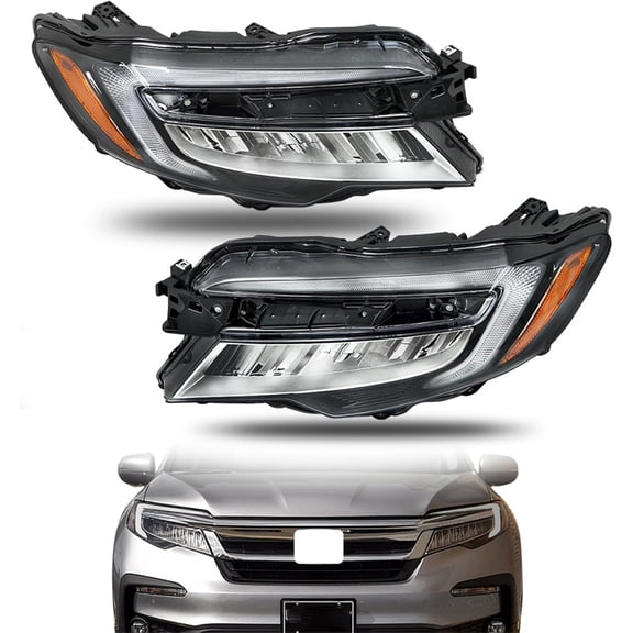 LABLT Passenger and Driver Side Headlight Assembly Chrome Housing Replacement for Pilot 2019-2022 Passport 2019-2021 Headlight Replacement for 33100TG7A32 33150TG7A32