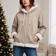 thumbnail image 6 of Fewfanhot Women Clothing Sherpa-Lined Fleece Full-Zip Hooded Jacket with Drawstring, 6 of 9
