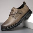 thumbnail image 2 of Zapatos de cuero para hombre, transpirables, de moda, para todo tipo de ocasiones, para negocios, informales, con cordones, suela suave, de caña baja, para trabajo, 2 of 5