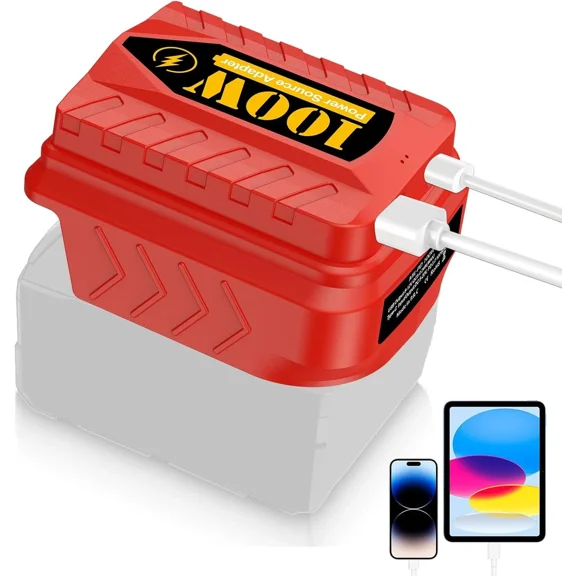 100W USB Power Source Adapter Fast Charger for Milwaukee 18V Battery Type-C