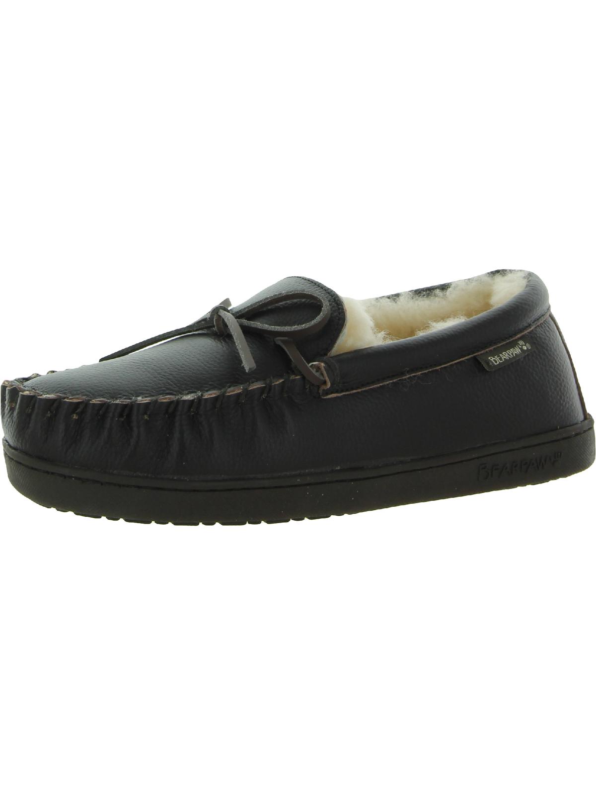 Bearpaw Mens Mach IV Leather Slip On Moccasin Slippers