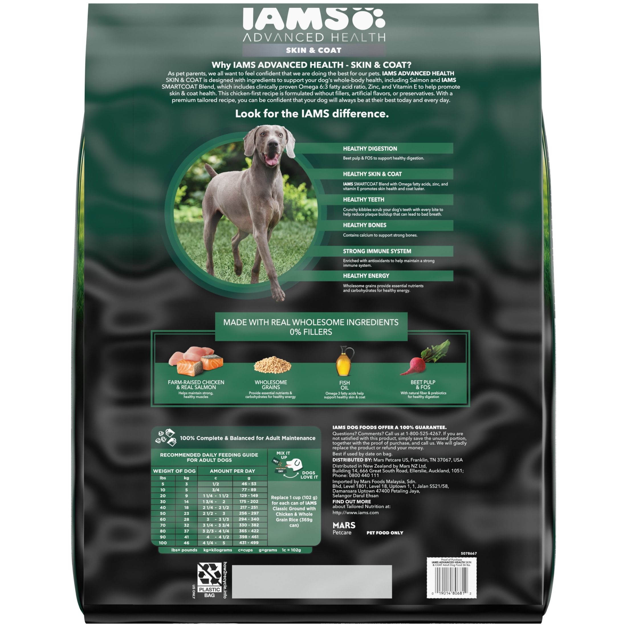 Iams Advanced Health Skin & Coat Chicken And Salmon Recipe Adult Dry Dog Food, 36 Lb Bag
