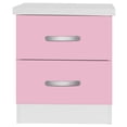 thumbnail image 2 of Pemberly Row Contemporary Faux Wood 2 Drawer Nightstand in Pink & White, 2 of 7