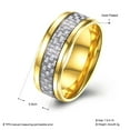 thumbnail image 3 of Stainless Steel Gold Plated Mens Band Carbon Fiber Silver Black Blue Ring B557, 3 of 7