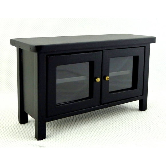 Dollhouse Miniature Black Television Stand