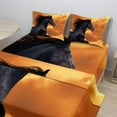 thumbnail image 2 of Ambesonne Nature Fitted & Top Sheet Set with Shams, Galloping Friesian Horse, Black Orange, 2 of 7