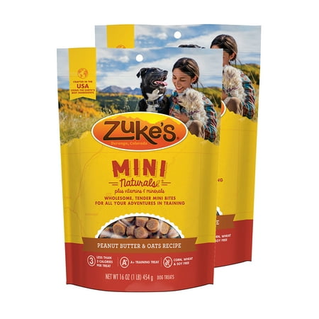 Zuke's Mini Naturals Peanut Butter & Oats Recipe 16 oz Dog Treats 2 (Best Natural Peanut Butter Brand)