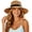 Khaki, variant on Ladies Packable Wide Brim Sun Beach Hat Lightweight Polyester Travel Cruise with Detachable Wind Rope White One Size