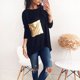 thumbnail image 2 of Camiseta Informal De Manga Larga Con Cuello Redondo Y Lentejuelas Para Mujer (Azul Marino)(L)-123148.11 Tmvgtek Mujer, 2 of 7