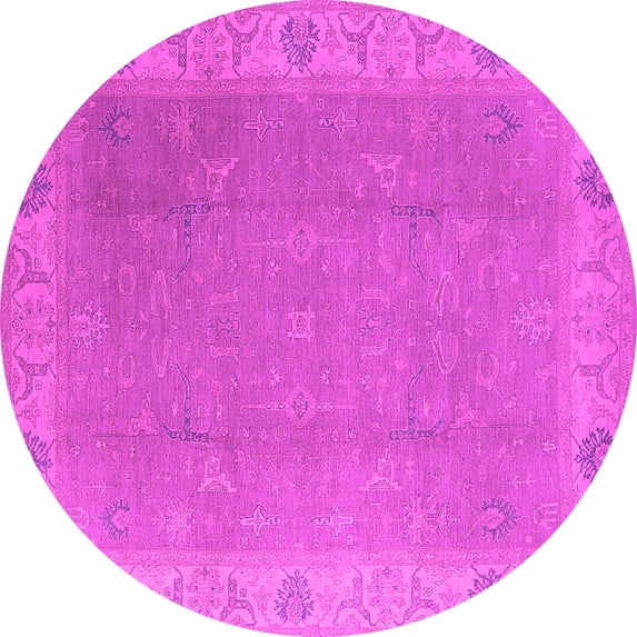 Ahgly Company Indoor Round Oriental Pink Traditional Area Rugs, 4' Round